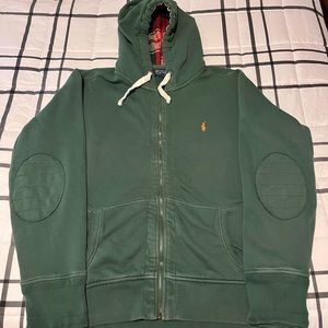 POLO HOODIE Green with elbow pads in Great Shape no stains or odors.